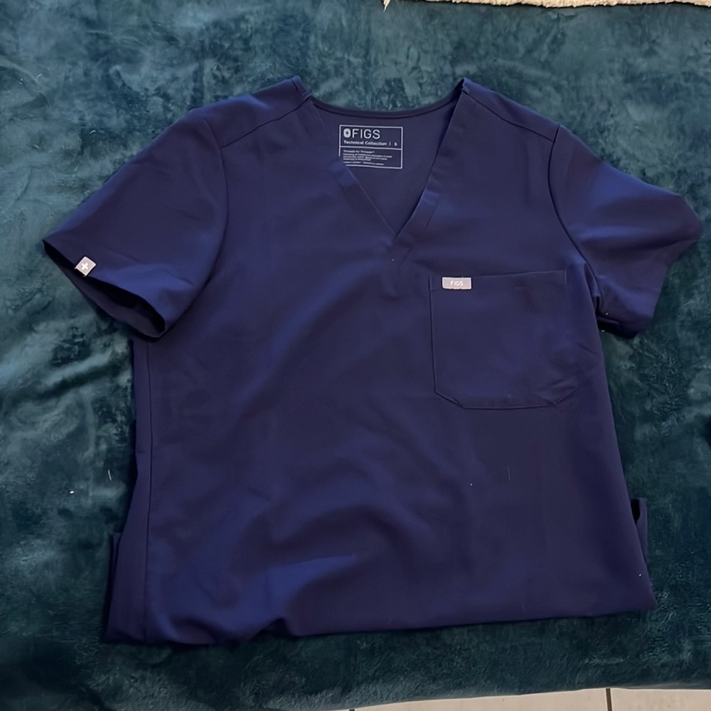 Womens Figs Scrub Top Navy